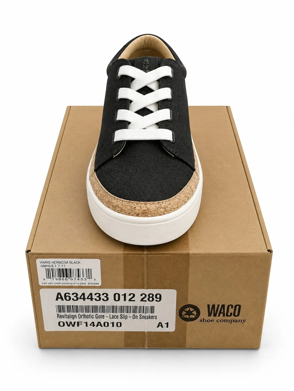 Revitalign Black Canvas Lace Up Slip On Comfort Sneakers NIB Womens Sizes 7-11